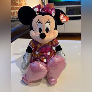 Ty Disney Sparkle Pink Minnie Mouse 12” Plush - NWT!